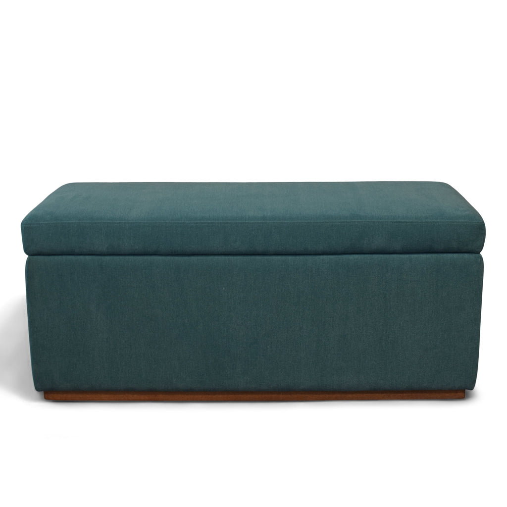 Burton Storage Ottoman, Upholstered with Walnut Base