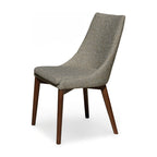 Pascal Modern Upholstered Dining Chair with Walnut Base, Set of 2