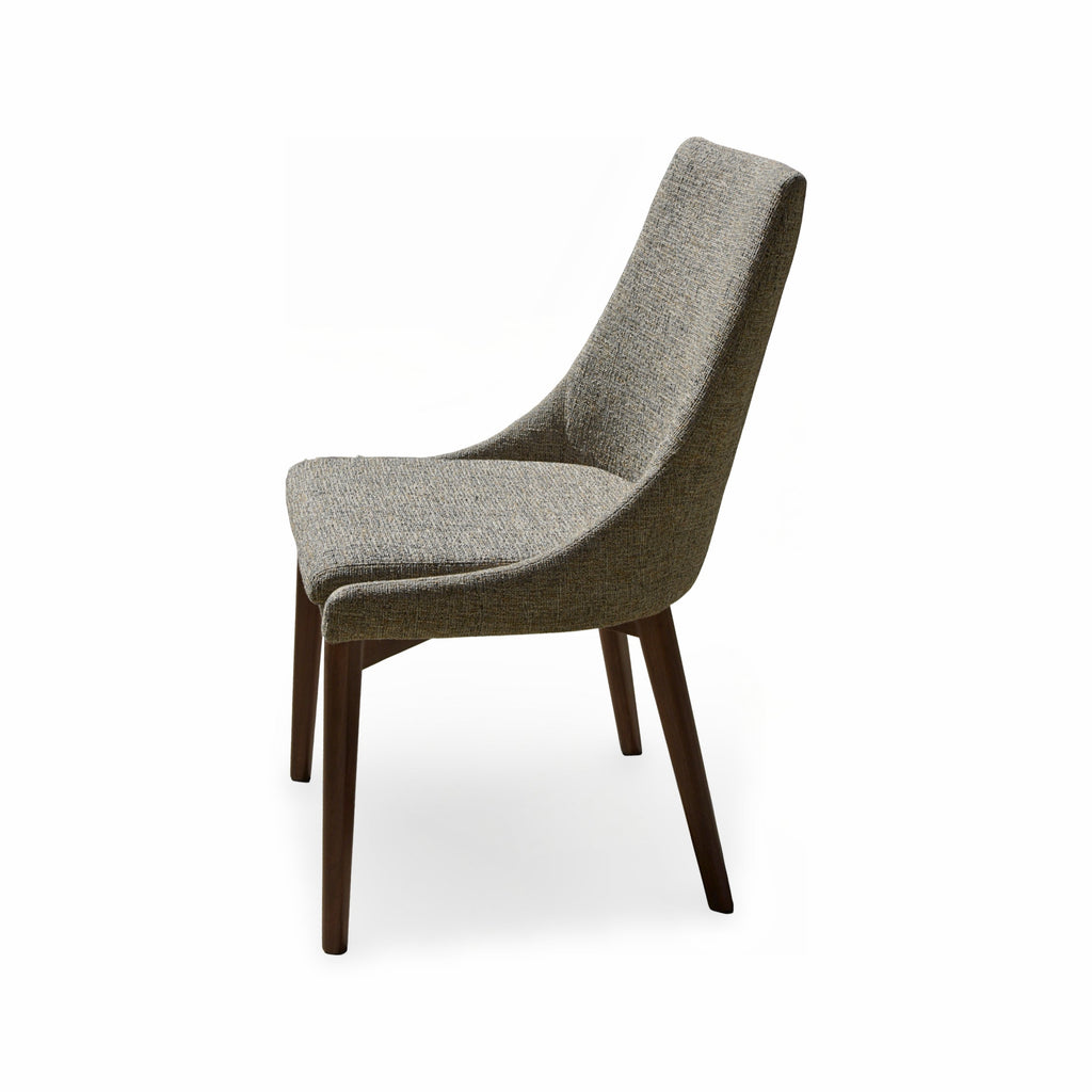 Pascal Modern Upholstered Dining Chair with Walnut Base, Set of 2