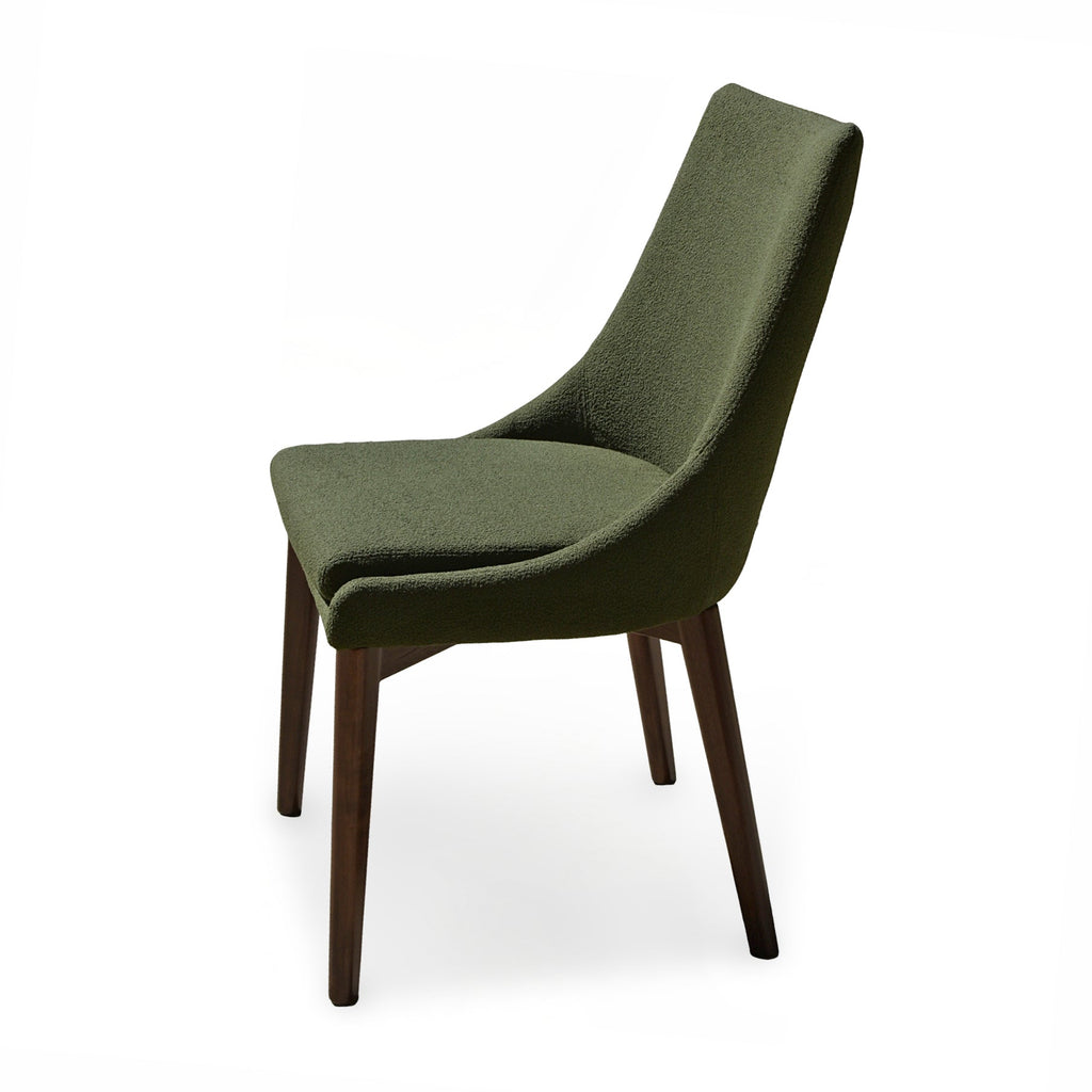 Pascal Modern Upholstered Dining Chair with Walnut Base, Set of 2