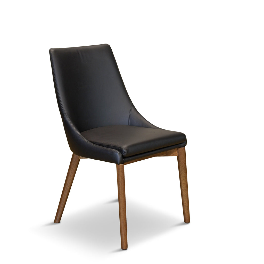 Pascal Modern Upholstered Dining Chair with Walnut Base, Set of 2